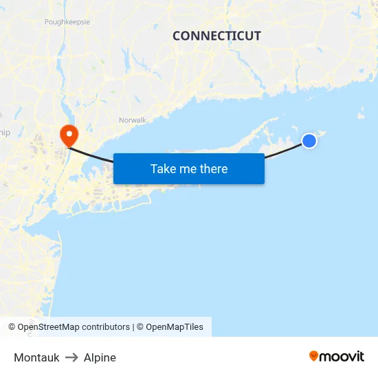 Montauk to Alpine map
