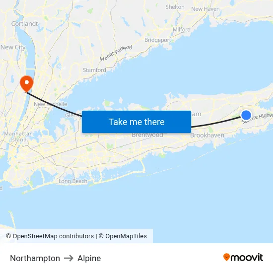 Northampton to Alpine map