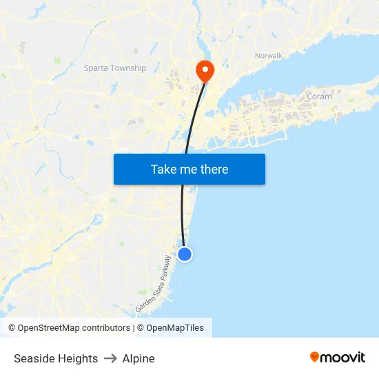 Seaside Heights to Alpine map
