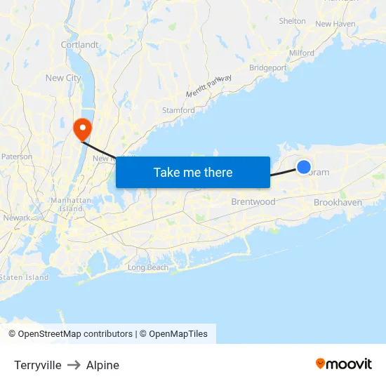 Terryville to Alpine map