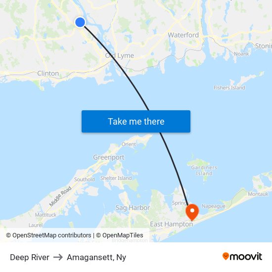 Deep River to Amagansett, Ny map