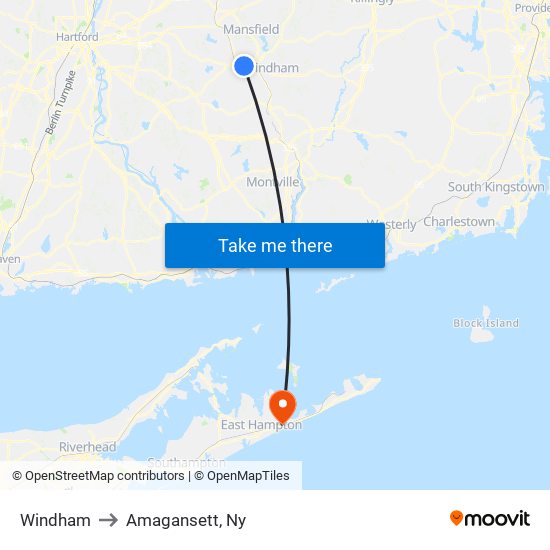 Windham to Amagansett, Ny map