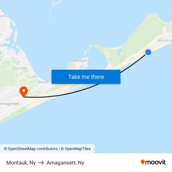 Montauk, Ny to Amagansett, Ny map