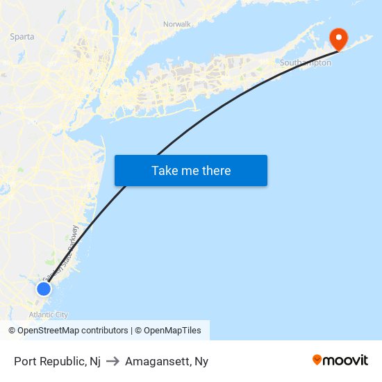 Port Republic, Nj to Amagansett, Ny map