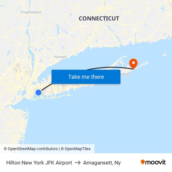 Hilton New York JFK Airport to Amagansett, Ny map