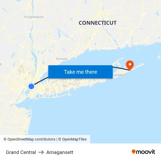 Grand Central to Amagansett map