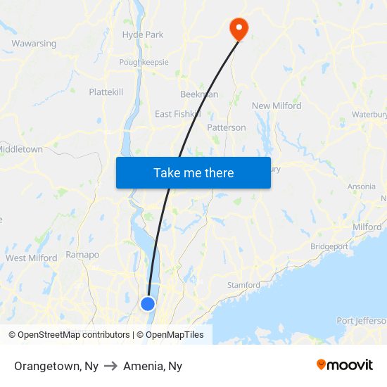 Orangetown, Ny to Amenia, Ny map