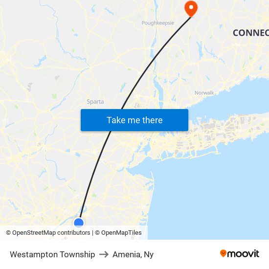 Westampton Township to Amenia, Ny map