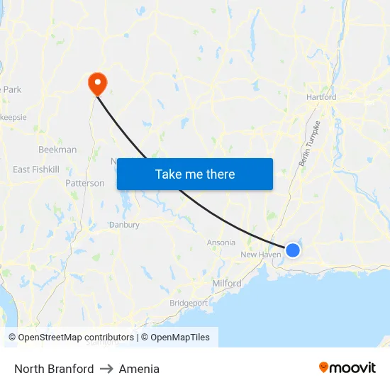 North Branford to Amenia map