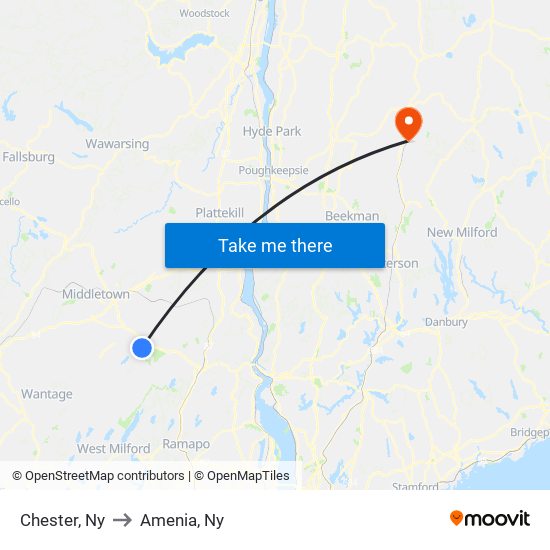 Chester, Ny to Amenia, Ny map