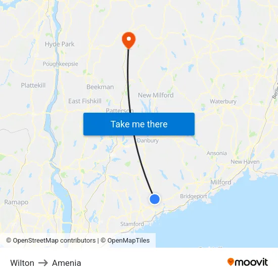 Wilton to Amenia map