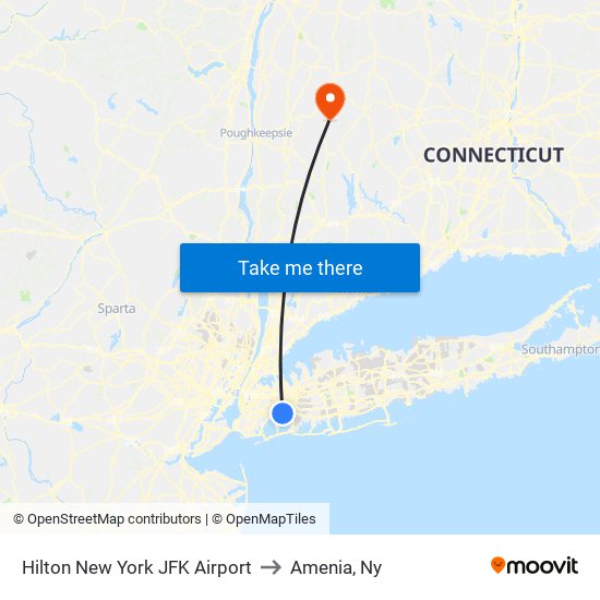 Hilton New York JFK Airport to Amenia, Ny map