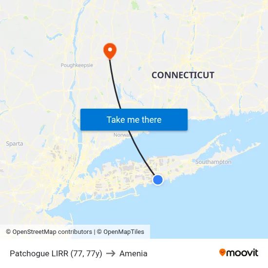 Patchogue LIRR (77, 77y) to Amenia map