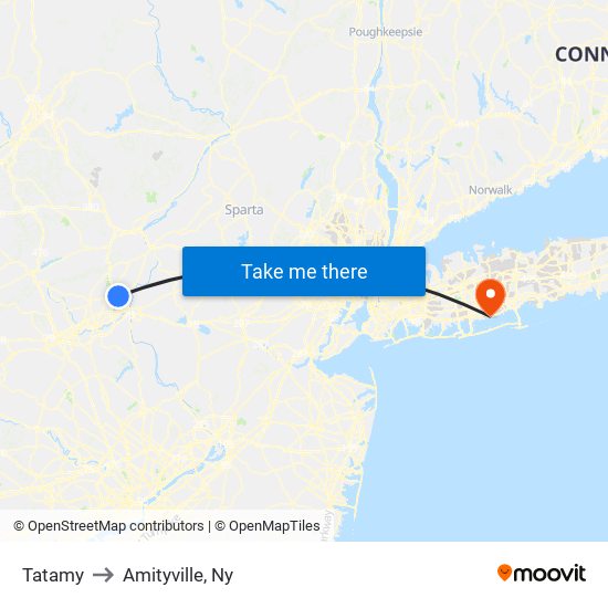 Tatamy to Amityville, Ny map