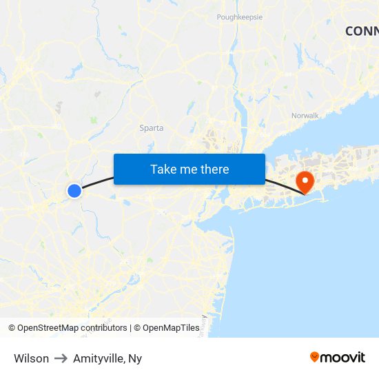 Wilson to Amityville, Ny map