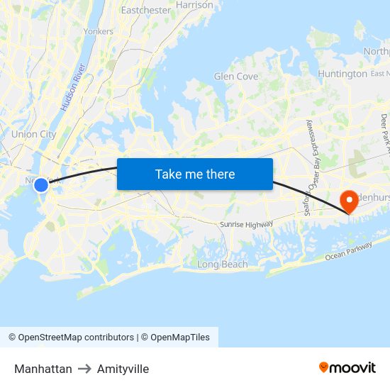 Manhattan to Amityville, Ny with public transportation
