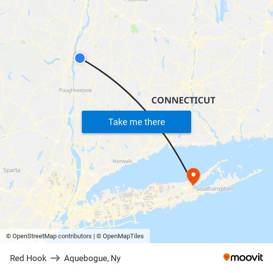 Red Hook to Aquebogue, Ny map