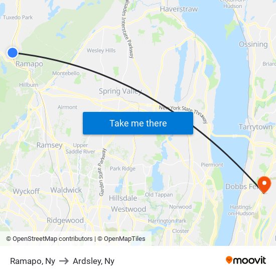 Ramapo, Ny to Ardsley, Ny map