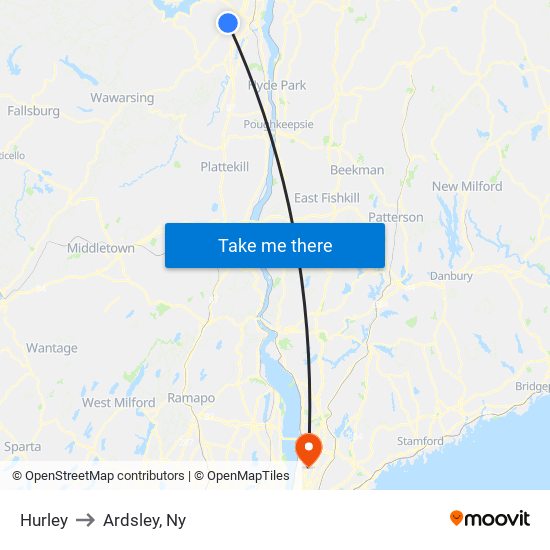 Hurley to Ardsley, Ny map