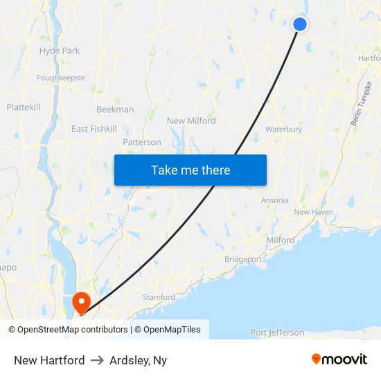 New Hartford to Ardsley, Ny map
