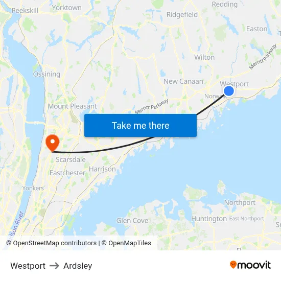 Westport to Ardsley map