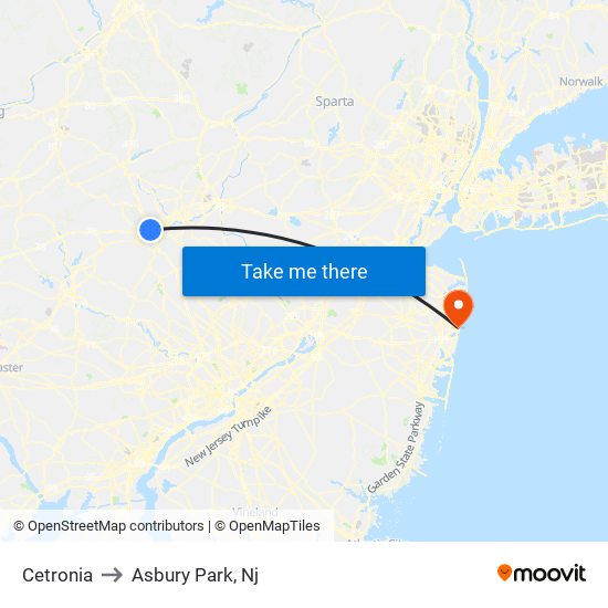 Cetronia to Asbury Park, Nj map