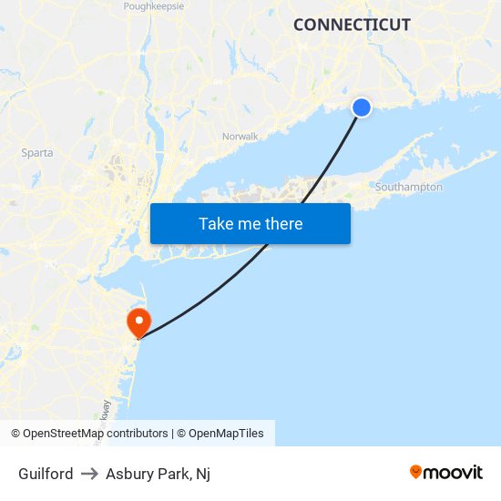 Guilford to Asbury Park, Nj map