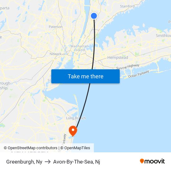 Greenburgh, Ny to Avon-By-The-Sea, Nj map