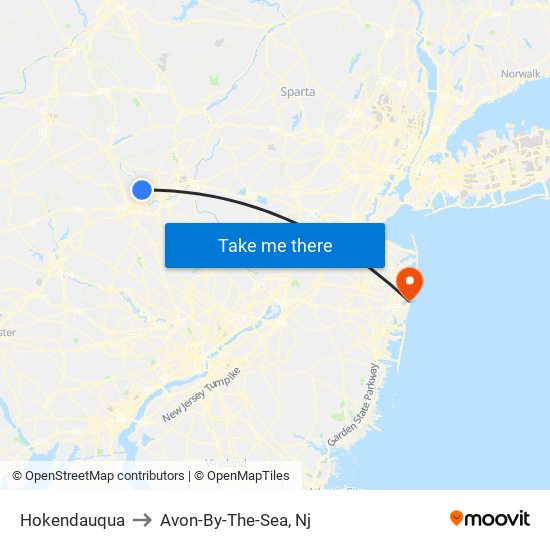 Hokendauqua to Avon-By-The-Sea, Nj map