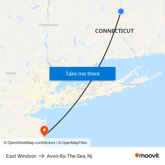 East Windsor to Avon-By-The-Sea, Nj map