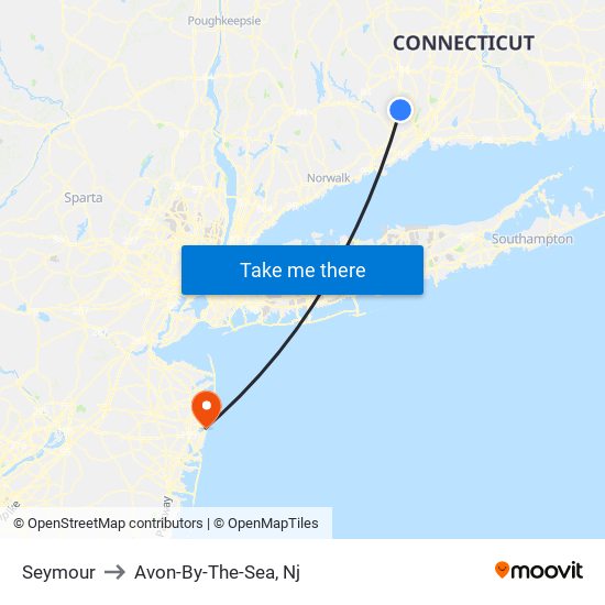 Seymour to Avon-By-The-Sea, Nj map