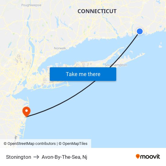 Stonington to Avon-By-The-Sea, Nj map