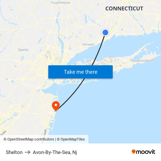 Shelton to Avon-By-The-Sea, Nj map