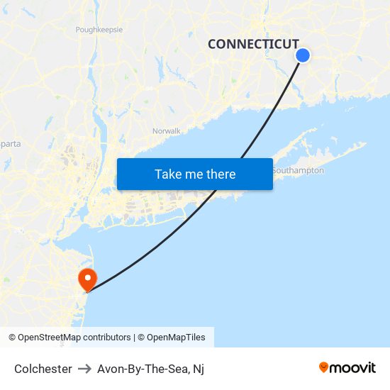 Colchester to Avon-By-The-Sea, Nj map