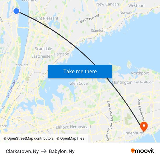 Clarkstown, Ny to Babylon, Ny map