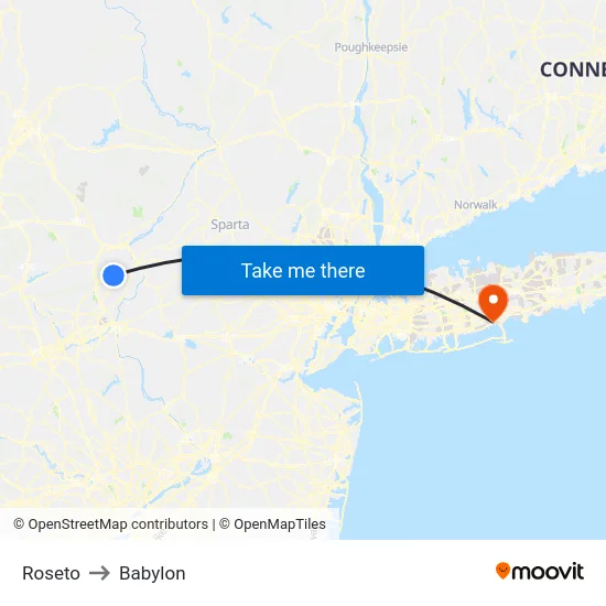 Roseto to Babylon map