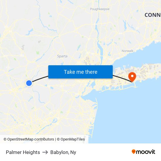 Palmer Heights to Babylon, Ny map