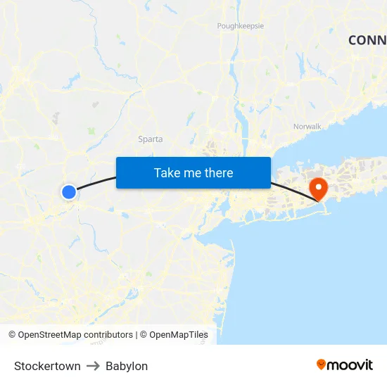 Stockertown to Babylon map