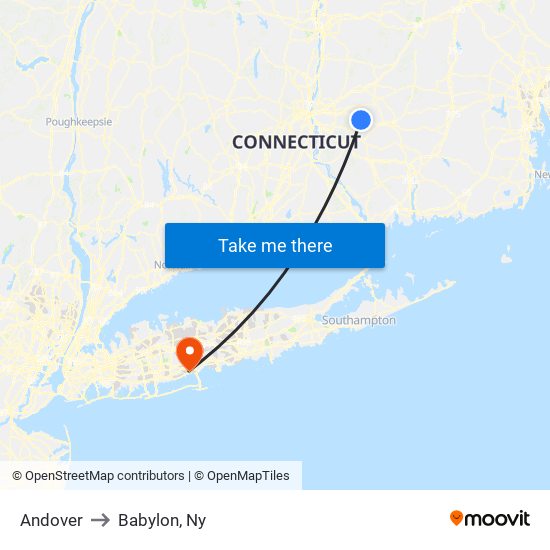 Andover to Babylon, Ny map