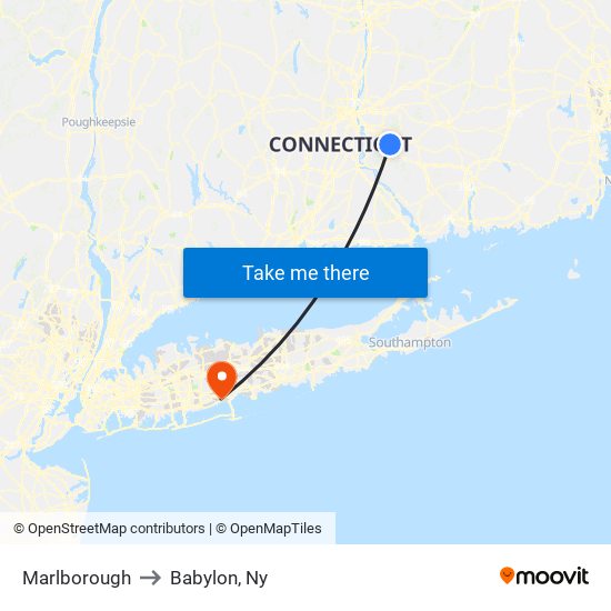 Marlborough to Babylon, Ny map