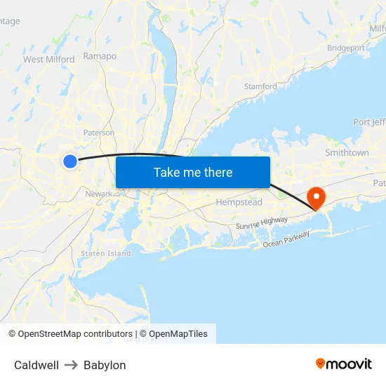Caldwell to Babylon map