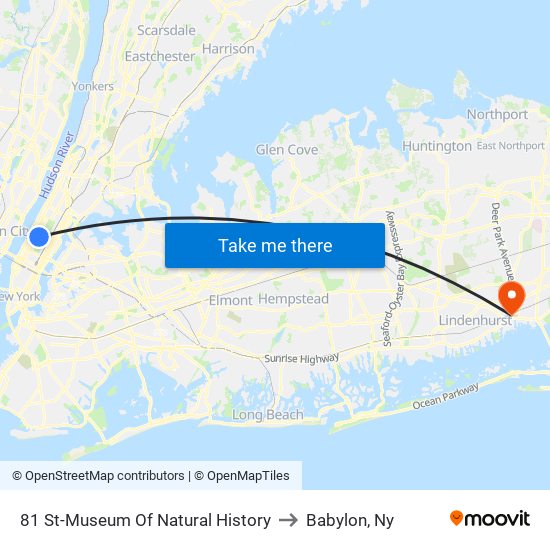 81 St-Museum Of Natural History to Babylon, Ny map