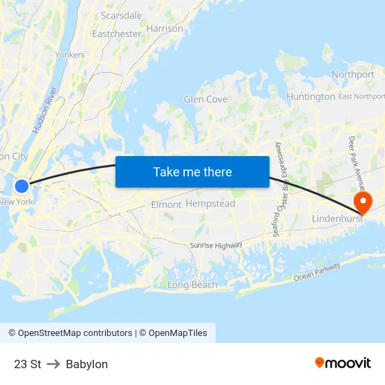 23 St to Babylon map