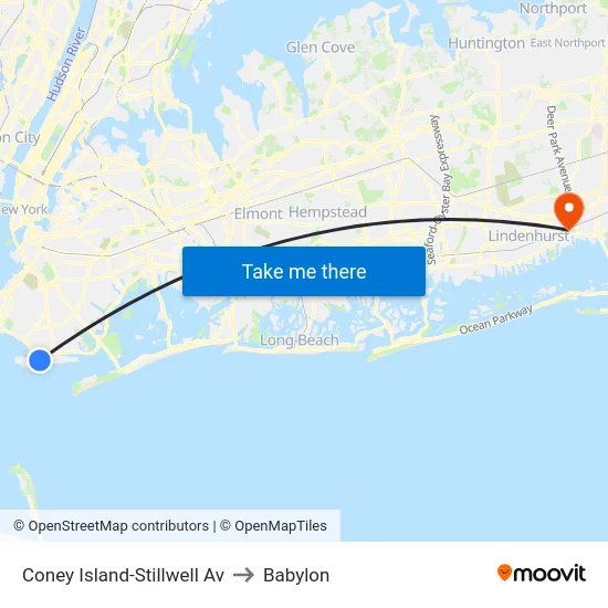 Coney Island-Stillwell Av to Babylon map