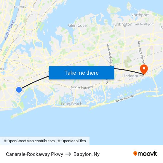 Canarsie-Rockaway Pkwy to Babylon, Ny map