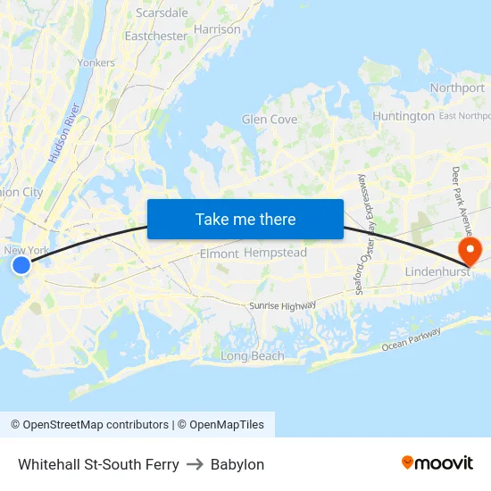 Whitehall St-South Ferry to Babylon map