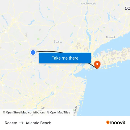 Roseto to Atlantic Beach map