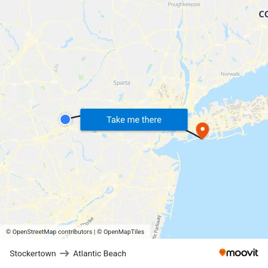 Stockertown to Atlantic Beach map