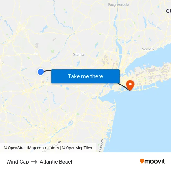 Wind Gap to Atlantic Beach map