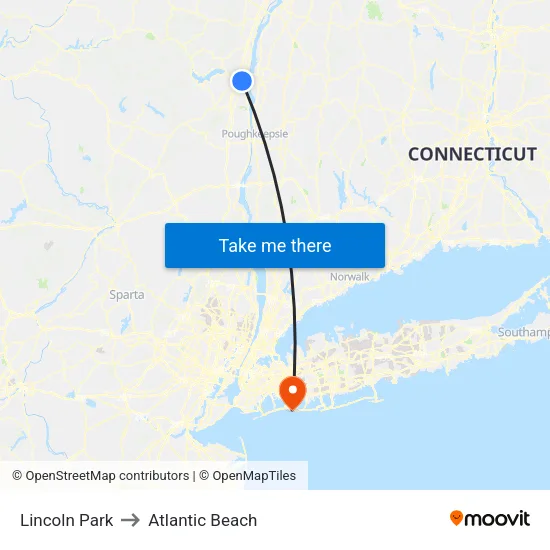 Lincoln Park to Atlantic Beach map